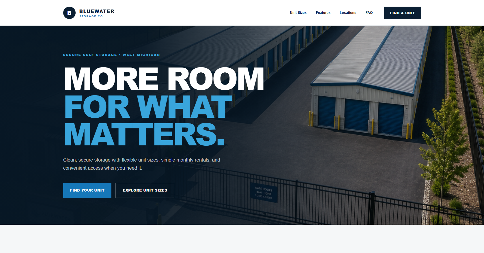 Bluewater Storage Co. website preview