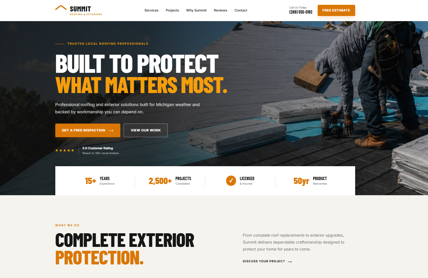 Summit Roofing & Exteriors website preview